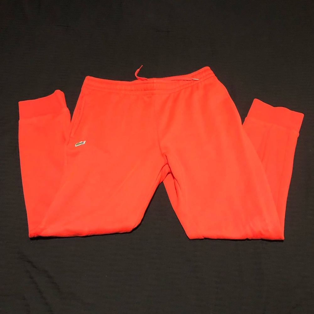 Lacoste Sport Jogger Sweatpants Mens Red Fleece Athletic Comfort Lounge, Size L - Picture 2 of 4